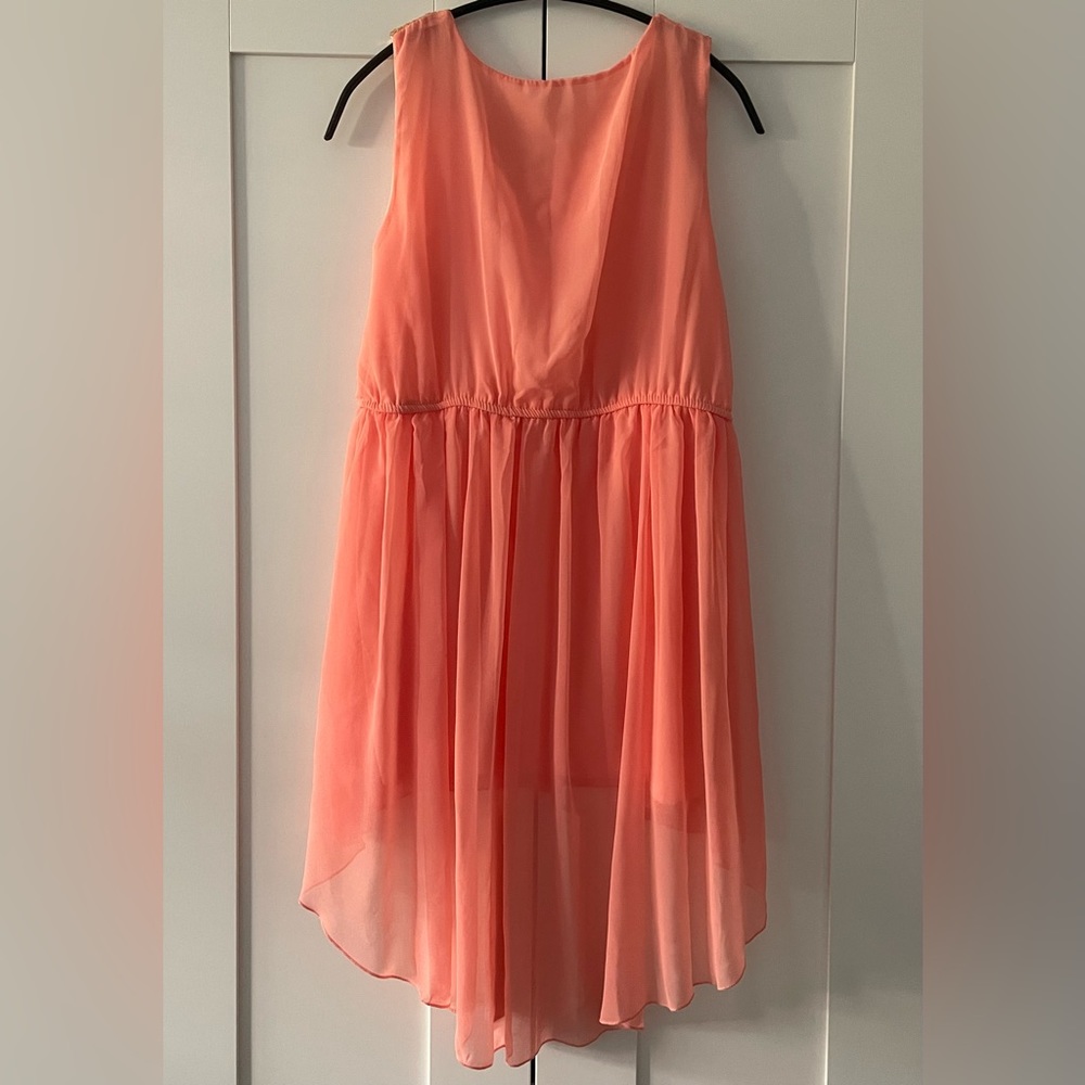 Women Orange Party Dress Sleeveless - Picture 3 of 7